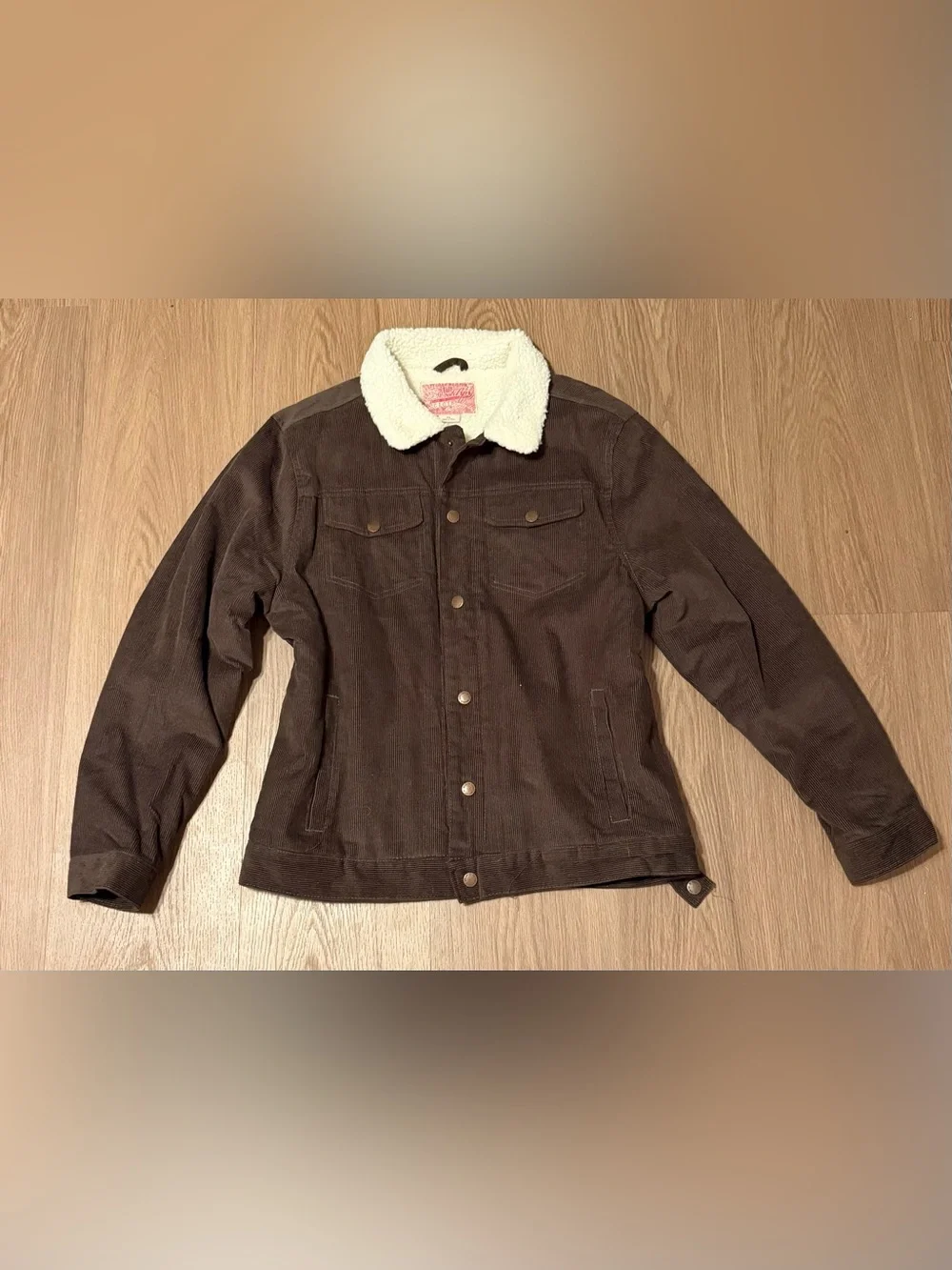 Levi's Brown Corduroy Bomber Jacket with Cream Sherpa Collar